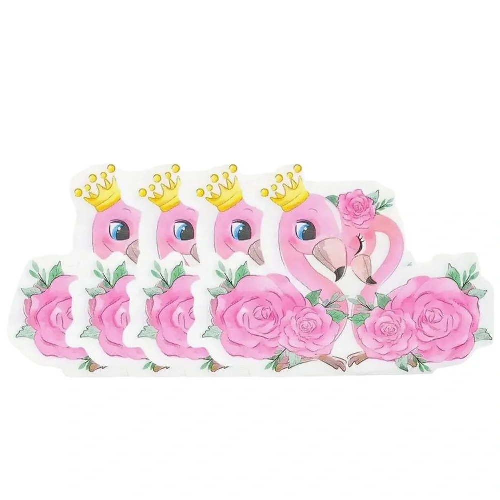 His & Hers Pink Rose Flamingo Shaped Party Napkins, 20-ct